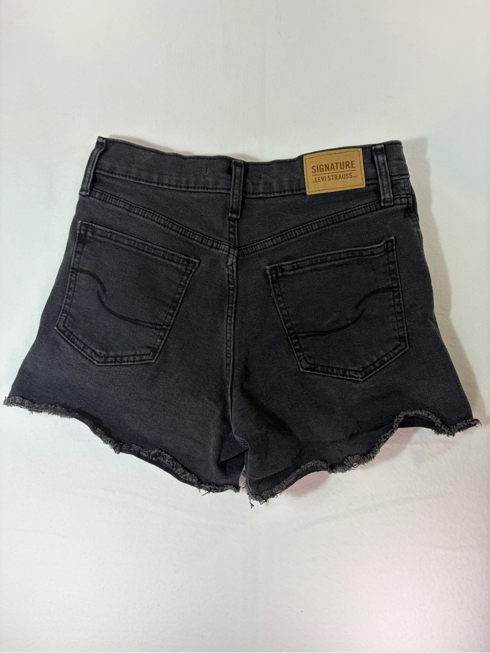 Signature by Levi Strauss Black Frayed Denim Shorts